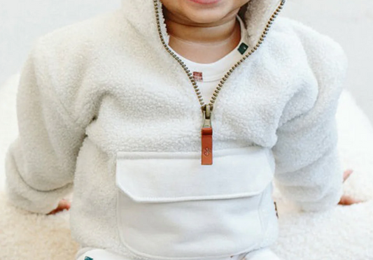 8-9Y Alabaster Zip Sherpa Pullover