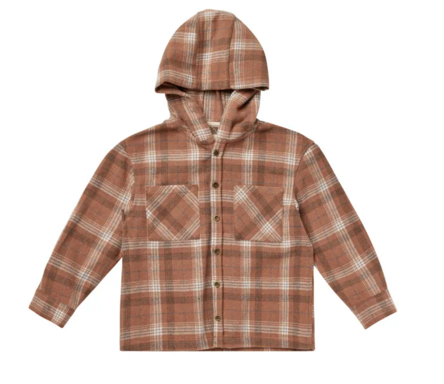 hooded overshirt || brown plaid