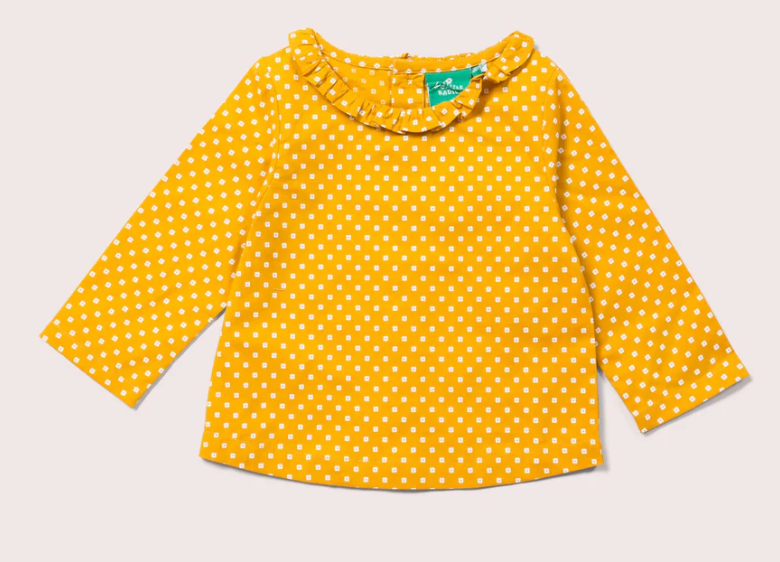 Golden Flowers Long Sleeve Frill Collar Blouse