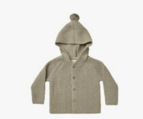 TASSLE CARDIGAN | HEATHERED FERN