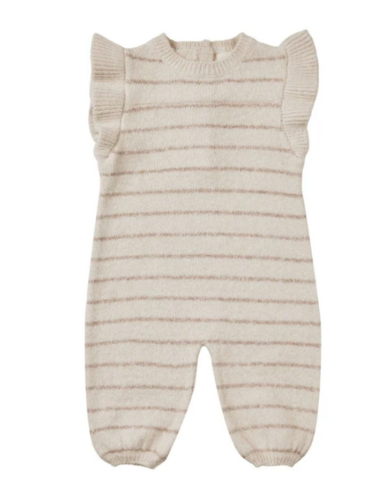 mira knit romper || heathered oat stripe