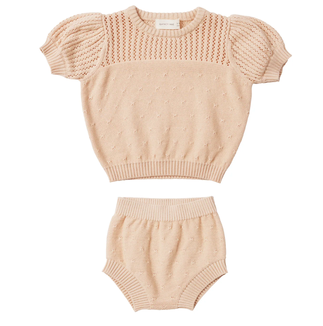 pointelle knit set || shell