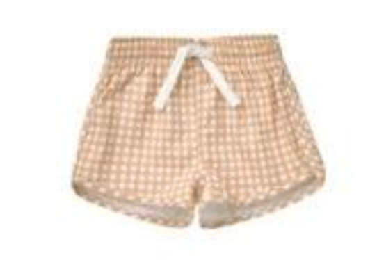 boys swim short || melon gingham