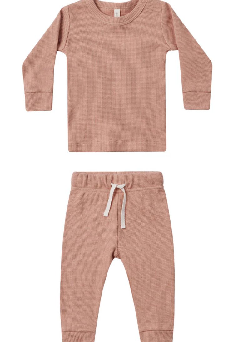 waffle top + pant set || rose