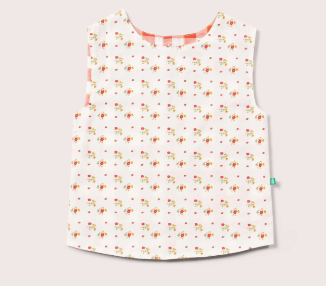Spring Flowers Reversible Button Through Sleeveless Blouse