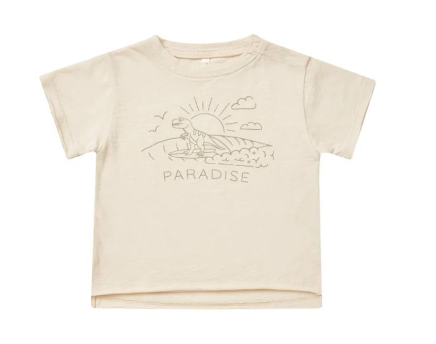 raw edge tee || paradise dino