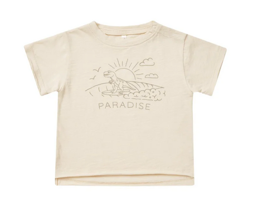 raw edge tee || paradise dino