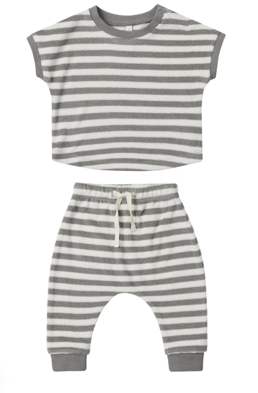 terry tee + pant set || retro stripe