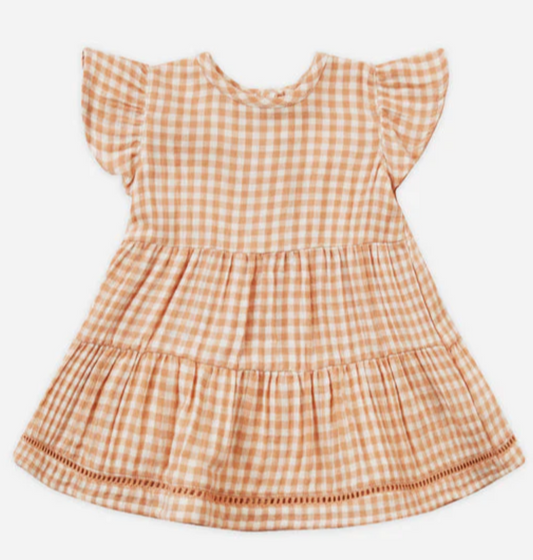 lily dress || melon gingham