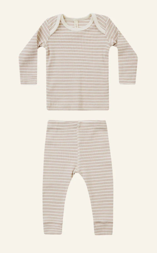 ribbed tee + legging set || oat stripe