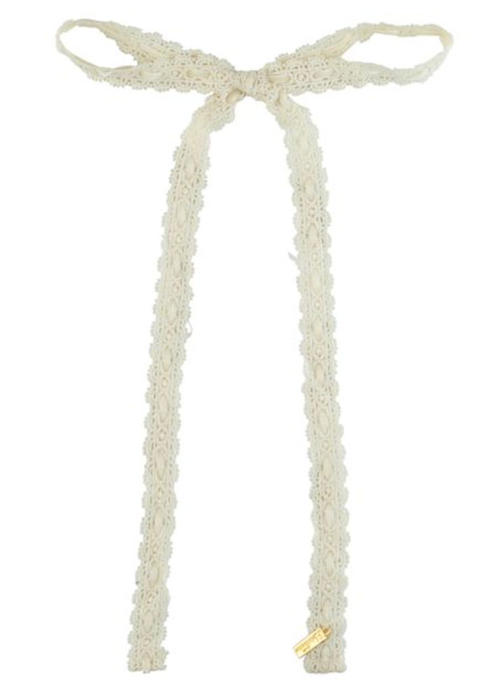 VELVET LACE THIN LONG BOW-IVORY