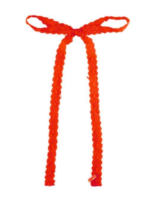 VELVET LACE THIN LONG BOW-RED
