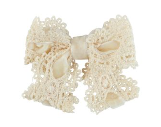 VELVET LACE SMALL BOW-IVORY