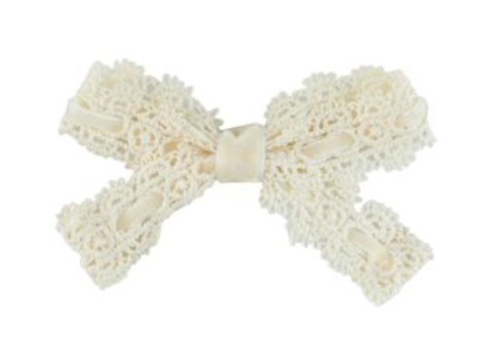VELVET LACE MINI BOW-IVORY
