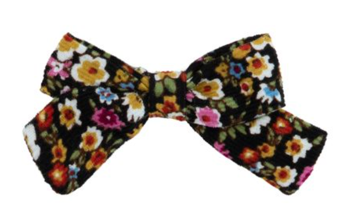 WINTER FLORAL SMALL BOW-BLACK