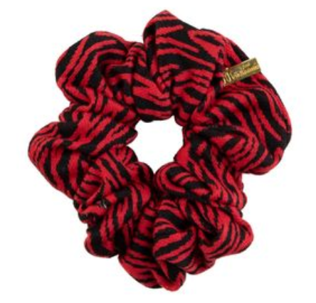 LEOPARD SWEATER SCRUNCHIE-RED/BLACK
