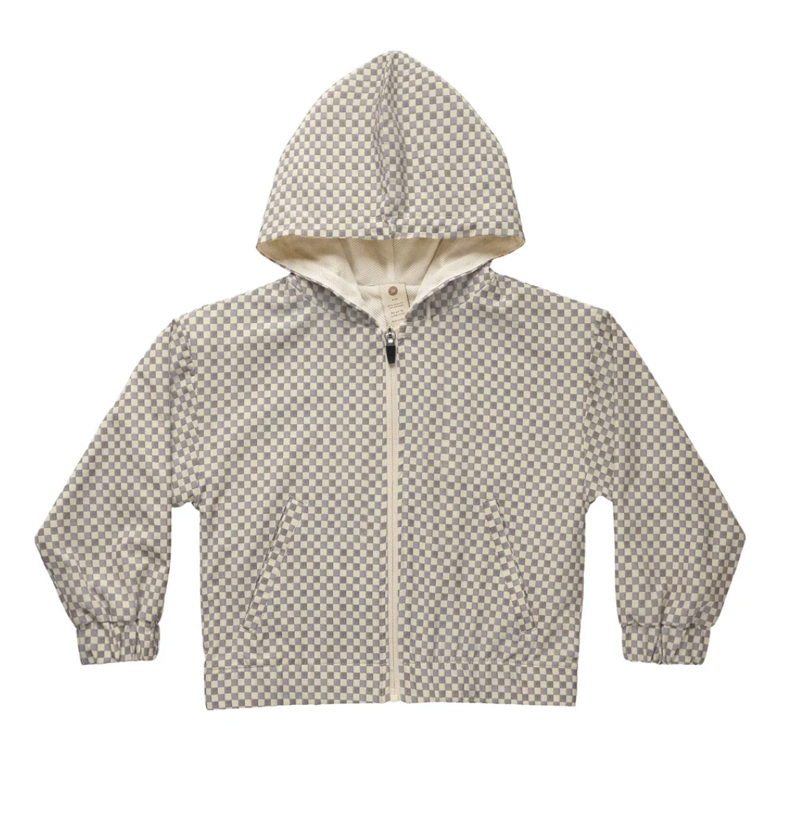 hooded windbreaker || grey micro check