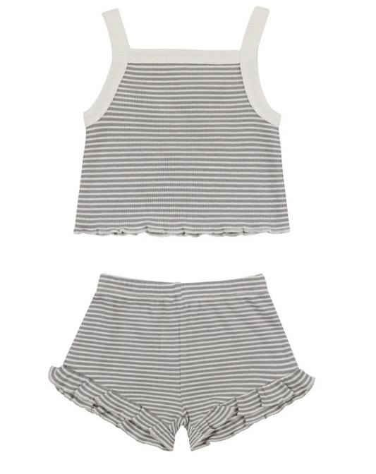 evie tank + shortie set || lagoon micro stripe
