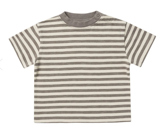 relaxed tee || charcoal stripe