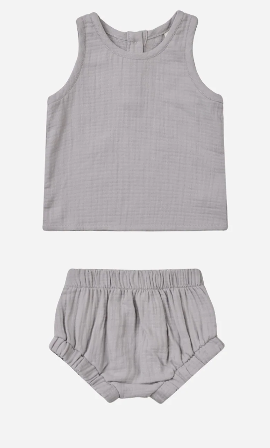 woven tank + short set || periwinkle
