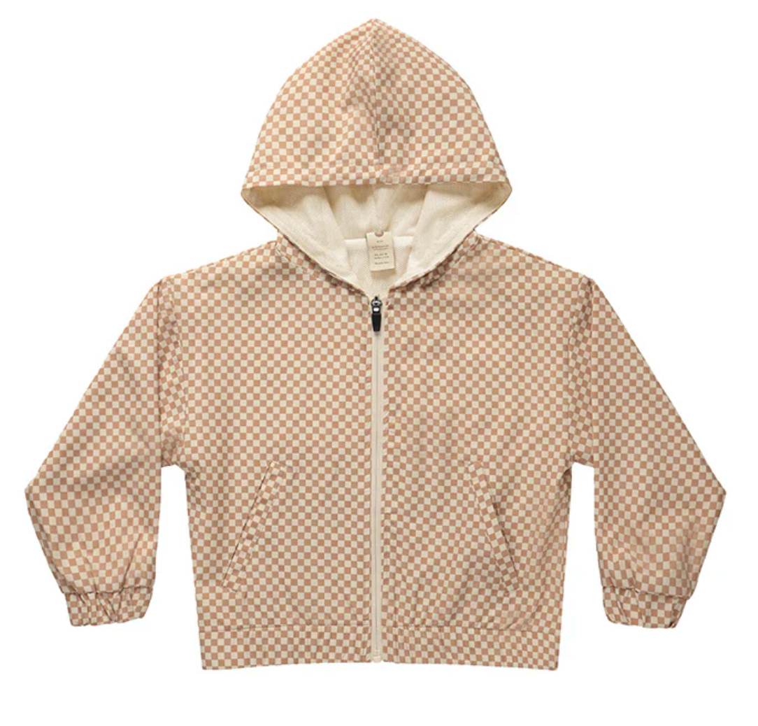 hooded windbreaker || clay micro check
