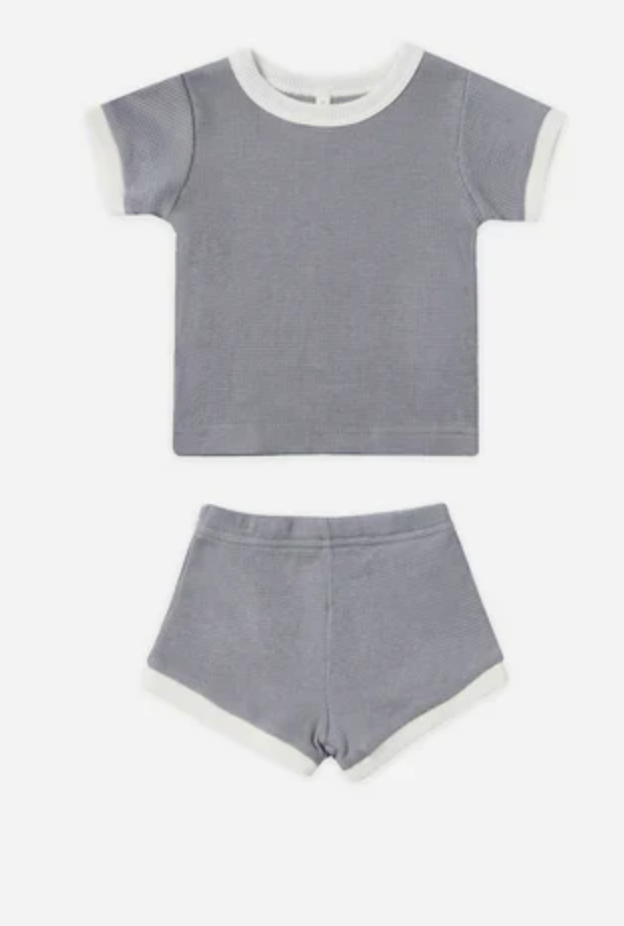 waffle shortie set || lagoon