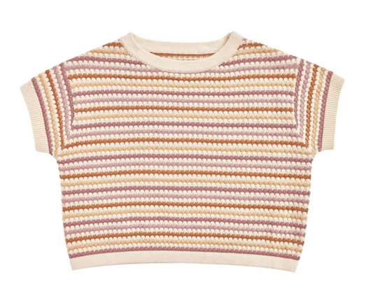 boxy crop knit tee || honeycomb stripe