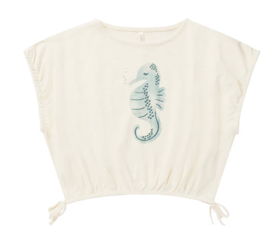 cropped cinched tee || seahorse
