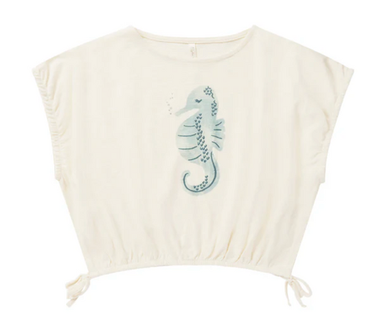 cropped cinched tee || seahorse