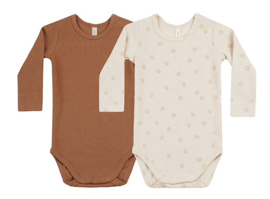 ribbed bodysuit, 2 pack || suns, clay