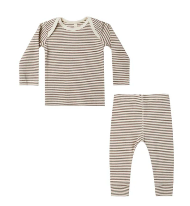 RIBBED TEE AND LEGGING SET || PLUM STRIPE