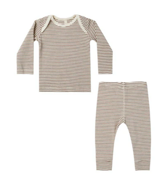RIBBED TEE AND LEGGING SET || PLUM STRIPE