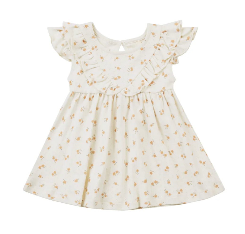 sleeveless ruffle v dress || ditsy melon