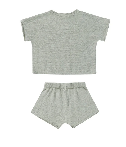 relaxed summer knit set || heathered sky