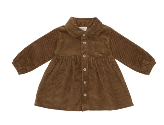 Organic Corduroy Shirt Dress - Toffee