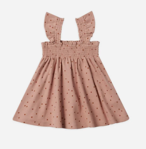 smocked jersey dress || polka dot