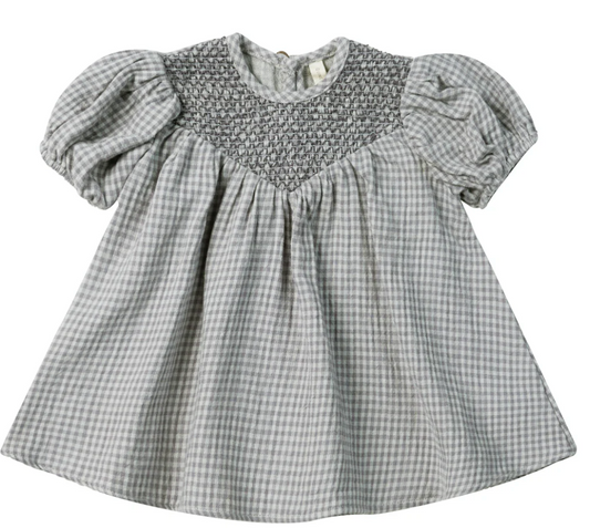 carina dress || blue gingham