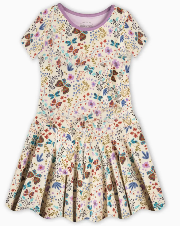 Girls Organic Cotton Short Sleeve Drop Waist Dress