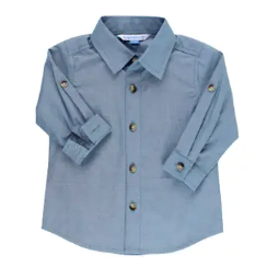 Boys Blue Chambray Long Sleeve Button Down