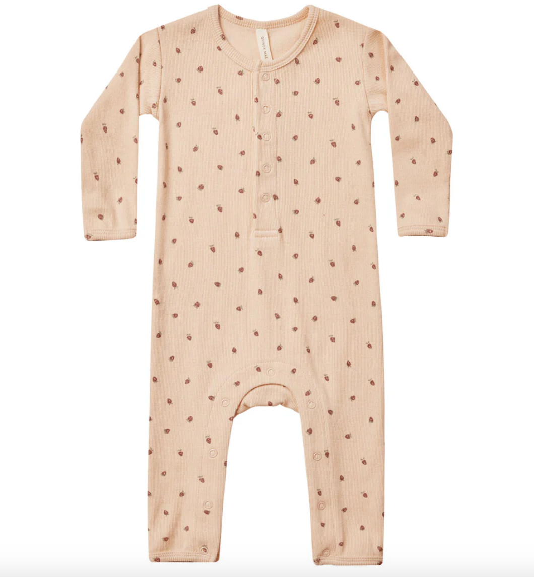 ribbed baby jumpsuit || strawberries