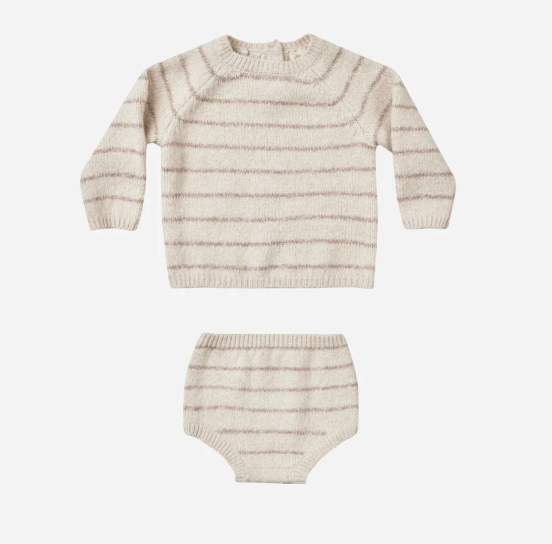 bailey knit set || heathered oat stripe