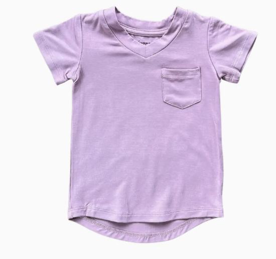 Kid's V-Neck Pocket Tee Bamboo - Thistle