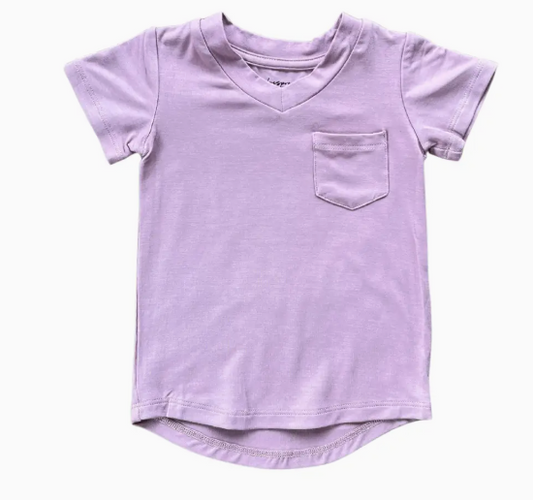 Kid's V-Neck Pocket Tee Bamboo - Thistle