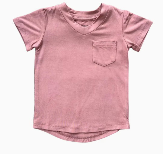 Kid's V-Neck Pocket Tee Bamboo - Burlwood