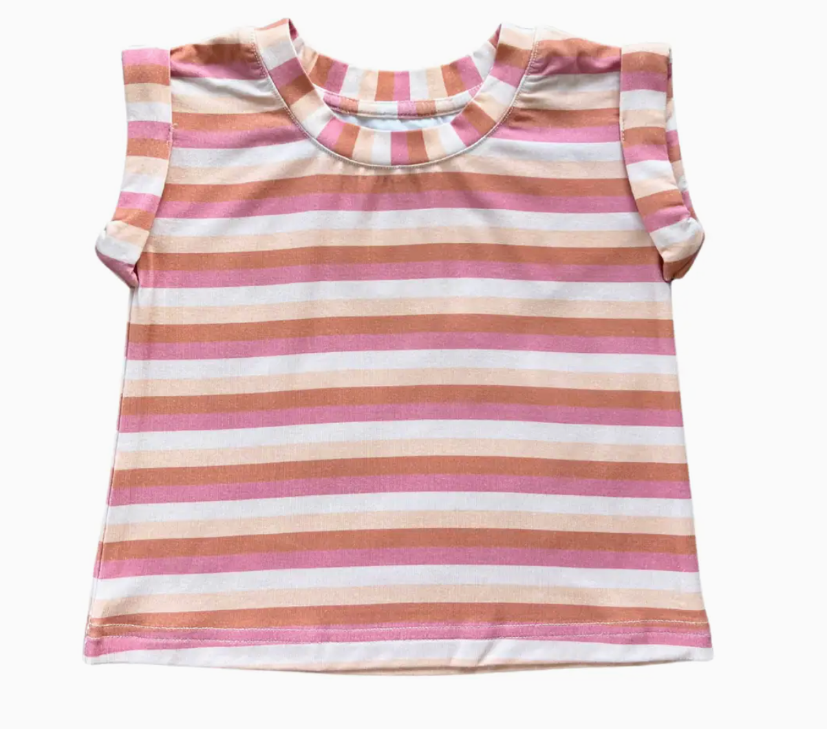 Girl's Roll Sleeve Top Bamboo - Tropical Stripe