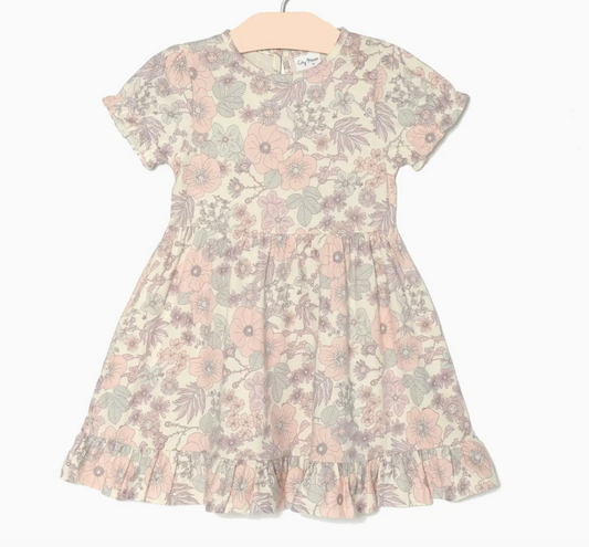Flutter Puff Sleeve Dress- Vintage Floral