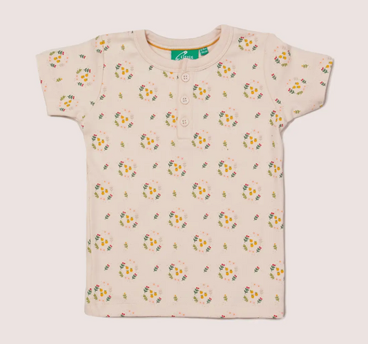 Quince Flowers Button Down SS Tee
