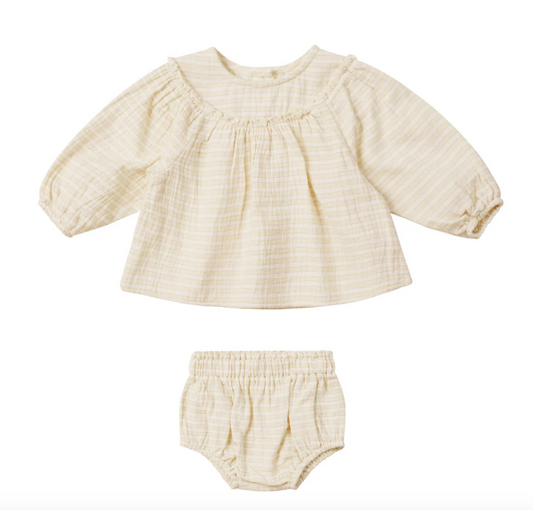 mia top + bloomer set || lemon stripe