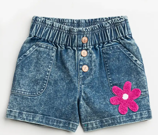 Blossom Denim Shorts | Acid Wash Denim