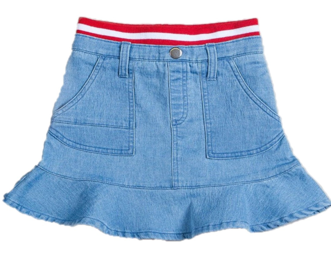 Girl's Ribbed Knit Waistband Flounce Skirt